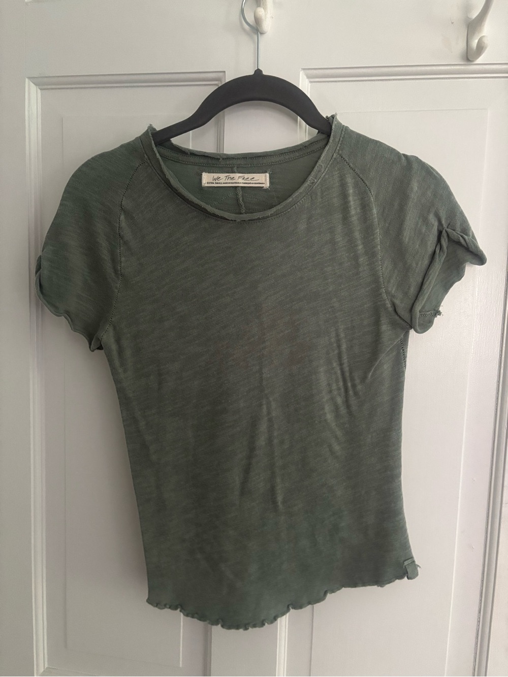 We The Free Olive Ribbed Crewneck Short Sleeve Tee
